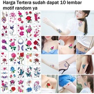 12000 Dapat 10 Lembar Gambar Tattoo Temporary Tato Temporer Tahan Air Motif Tulisan Kecil Kupu Kupu 
