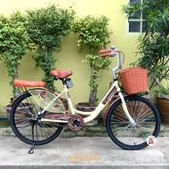 🍂รถจักรยาน 24นิ้ว LILY สไตล์ญี่ปุ่น (ตระกร้าหน้า+เบาะหลังนิ่ม+พักเท้า) จักรยานผู้ใหญ่ จักรยานแม่บ้าน รถจักรยานแม่บ้าน