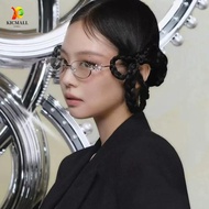 KICMALL Oval Women Eyewear, Small Steampunk Rhinestone Sunglasses, Fashion Bling Y2k Metal Frame Ant