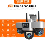 V380 Pro SC30 Outdoor CCTV Camera Wifi Connect To Cellphone Waterproof Three lens Night Vision Alarm