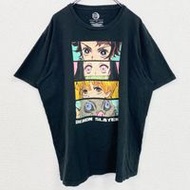 古著《鬼滅之刃》短袖動畫印花T卹，復古圓領，鬼滅之刃，黑色，2XL碼