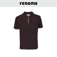 RENOMA Mens Brown Plain with Brand Print Polo Tee 100% Cotton