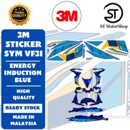Sticker Cover Set SYM Vf3i Coverset Stripe Vf3i-185 Body Cover Stiker Energy Induction Blue Silver 3