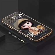 Cartoon beret girl for Oppo A7/A5S Oppo A12 Oppo A9 2020 / A5 2020 Oppo A72 5G Oppo A73 2022 /F17 OPPO A1K Oppo A71 phone case cartoon plating casing with lanyard