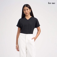 ForMe Ribbed V-Neck Tee T-Shirt For Women V Neck T Shirt Women