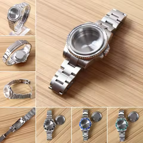 NH35 Watch Accessories Watch Case Ceramic Bezel Silver 904L Steel Strap 40mm Case For Submarine NH35