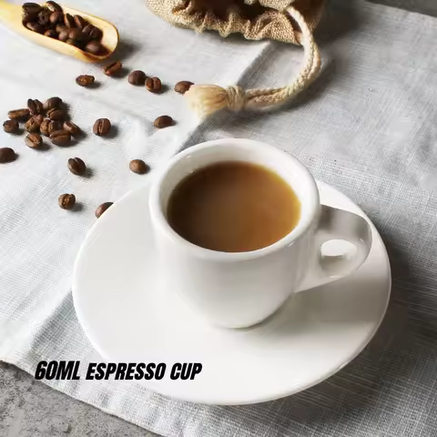60ML Ceramic Espresso Cups with Thick Design for Single Cup 9mm Cup Wall Long Lasting Insulation Esp