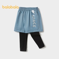 Balabala กางเกงเด็กผู้ชายเทรนด์กางเกงพิมพ์ลายฤดูใบไม้ผลิสำหรับเด็กแฟชั่นปลอมสองกางเกงลำลอง