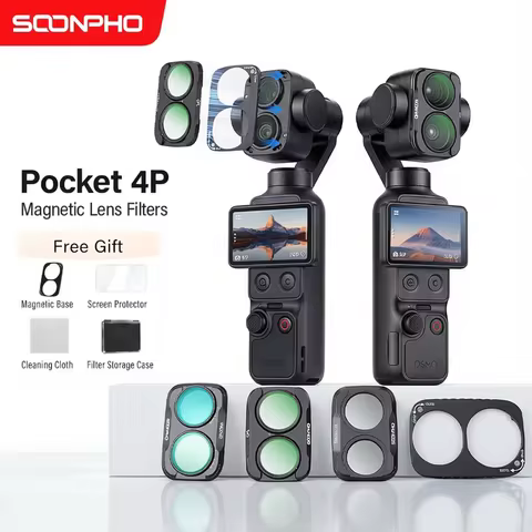 Magnetic Filter Set for DJI Pocket 4P with Base UV CPL 1/4 Black Mist Lens Filter Set, Sports Camera