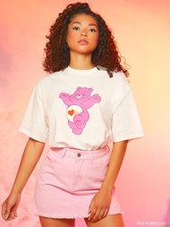 SHEIN X Care Bears 卡通圖案落肩T恤