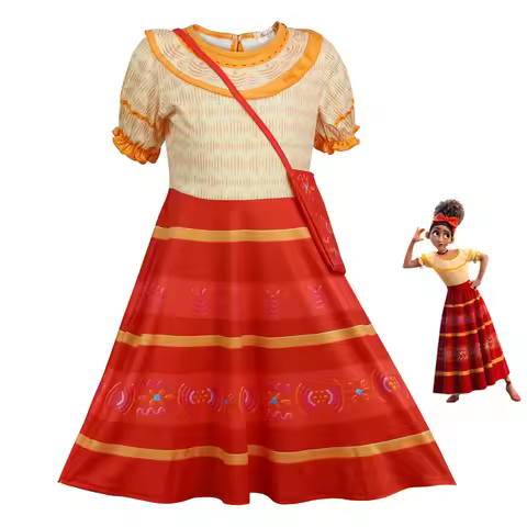 Anime Dolores Madrigal Cosplay Costume Encanto Orange Striped Skirt Halloween Cosplay Dolores Madrig