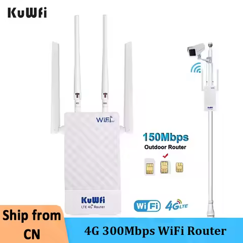 KuWFi 4G WIFI Router Outdoor 300Mbps LTE Router 4G Sim Card Support Port Filtering MAC IP Settings W