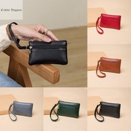 กระเป๋าสตางค์สีทึบลายลิ้นจี่แบบมีซิป Dompet Koin สไตล์เกาหลี Tas Barang ขนาดเล็กพกพาได้ PU