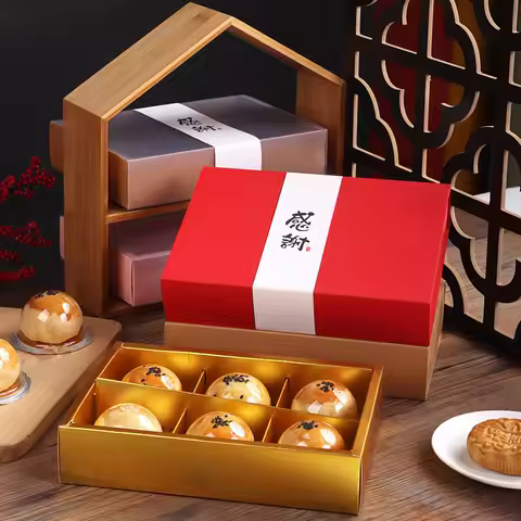 10PCS 6 Grid Insert Moon Cake Box Mid-Autumn Egg Yolk Crisp Transparent Gift Nougat Snowflake Crisp 