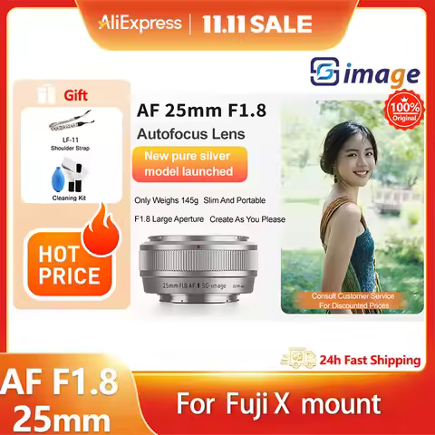 SG image 25mm F1.8 AF APS-C Vintage Silver automatic Large Aperture Portrait Lenses for Fuji X Mount
