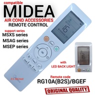 (LED BACK LIGHT) Midea Air Cond Remote Control For RG10A(B2S)/BGEF | MSXS | MSAG | MSEP series MSXS-