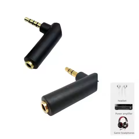 Male to Female Gold-plated Connector 3.5mm 3/4Pole L Shape Jack Adapter Connector Audio Stereo Plug 