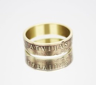 拉脫維亞硬幣戒指 20 生丁 1992 年男士硬幣戒指 女士硬幣戒指