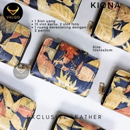 [VALQO] KIONA Batik Dompet Kulit Sapi Wanita 13 Kartu 2 Foto Slot Resleting Dompet Kecil Dompet Pend