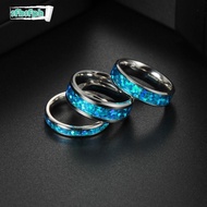 SFBSFPH 2PCS Stainless Steel Wedding Ring, Stainless Steel 8mm 6mm 4mm Width Blue Opal Inlay Ring, E