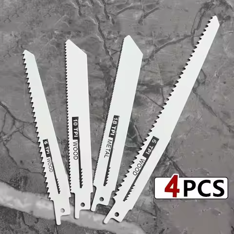 4PCS Recip Saw Blade Set - Wood/Metal Cutter w/ Coarse & Fine Teeth, HSS & Carbon Steel for Durable