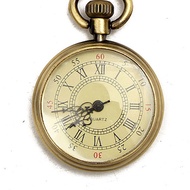 DEFFRUN Vintage Bronze Yellow Color Dial Roman Number Chain Pocket Watch