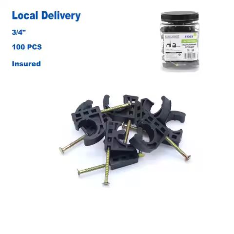 KING SMART 3/4" Half Clamp J-Hook with Nail For Pex, Copper, CPVC Pipe and Other Line and Cable Supp