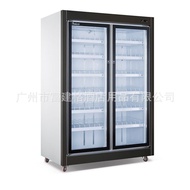 ST-⛵Big Two-Door Display Cabinet Upright Freezer Bar Freezer Supermarket Business Standing Beverage Beer Display Cabinet