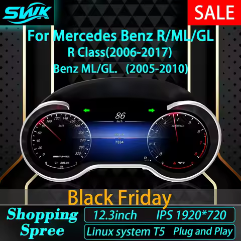 For mercedes benz R class ML GL Painel lcd para carro instrumento cluster digital de 12.3 polegadas 