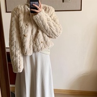 New Niche Fur Coat, Double Button, Short and Loose Winter Jacket Woman Winter Coat Woman