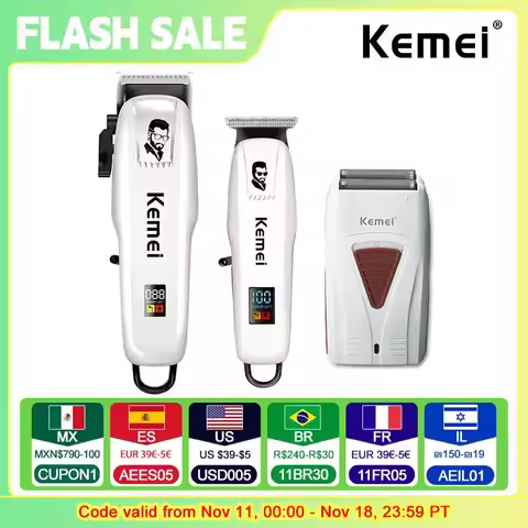 Kemei KM-PG809A KM-PG232 KM-3382 Professional Hair Clipper Set USB Charging Rechargeable Electric Sh