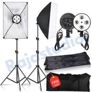Package of 2 SET Studio Video Lights Softbox Photo Studio 4 Sockets E27 + Light Stand Reflector