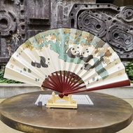 Creative Big Panda Fan Folding Fan Silk Cloth Fan Men's Handmade Big Folding Fan Send Friends Sichua