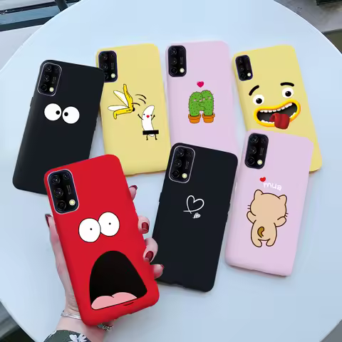 for OPPO Realme 7 7 Pro Case Funda Cute Painted Matte Soft Silicone Back Phone Cover for Oppo Realme