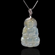 冰種翡翠觀音菩薩項鍊 925純銀墜頭 | 天然緬甸玉翡翠A貨 | 送禮