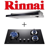 Rinnai RH-S309-GBR-T Slimline Hood With Touch Control + RINNAI RB-73TG 3 BURNER HYPER FLAME GLASS HOB WITH SAFETY DEVICE