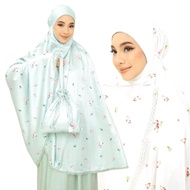 (FREE BEG) Telekung Sutera Jacquard Satin Silk Awning Plain Kain Solat Mukena