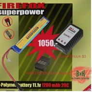 ชุดแบตเตอรี่ลิโพ บีบี Firefox 1200mah 20c 11.1v Li-po ที่ชาร์จ และตัวเช็คเซลล์ แบตลิโพ 3 เซลล์