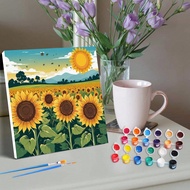 1pc Framed Paint By Numbers Cartoon Sunflowers Easy To Paint On Canvas Acrylic Crafts Picture For Di