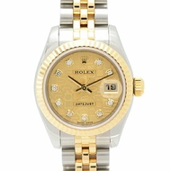 勞力士手錶女款 Datejust 10P 鑽石自動 Y 系列電腦金色錶盤 SS x YG ROLEX 179143G