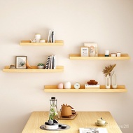 Wall Shelf Home Living Room Wall Shelf Punching One-Word Shelf Wall Decoration Solid Wood Small Shelf