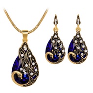 Indian Bridal Jewelry Set for Wedding Set Jewellery Women's Necklace Peacock Wedding Pendant Earring