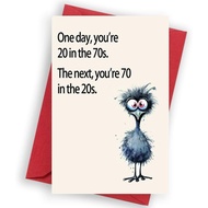 Funny 70th Birthday Card Gifts for Dad or Mom - 8"x5.3" Humorous Present for Seniors with Red Envelo