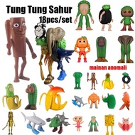 18pcs/set Mainan Anomali Brainrot Toys Tung Tung Sahur Tralalero Tralala Action Figure Decoration Do
