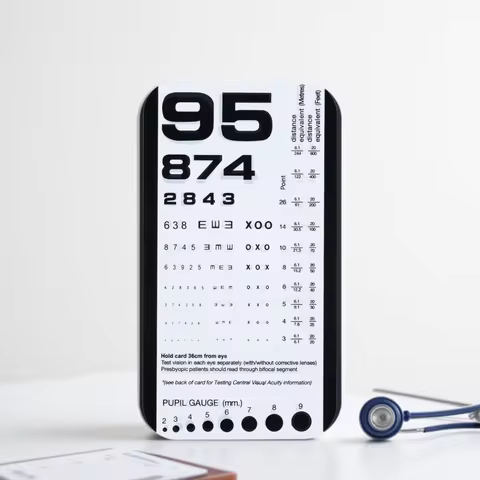 Far Near Vision Standardized Eye Chart Visual Testing Pocket Eye Chart, Snellen Pocket Eye Chart Ros