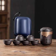 Travel Tea Set Outdoor Purple Clay Kyusu 6 Cups