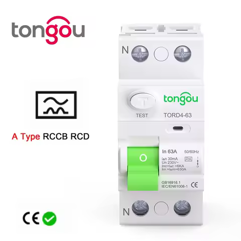 2P 63A Type A RCCB RCD 6KA Electromagnetic Type Residual Current Circuit Breaker 30ma Differential C