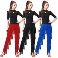 Women Latin Dance Pants Ballroom Tango Cha-Cha Samba Trouser Tassel Fringe Dance Pants Practice Stag