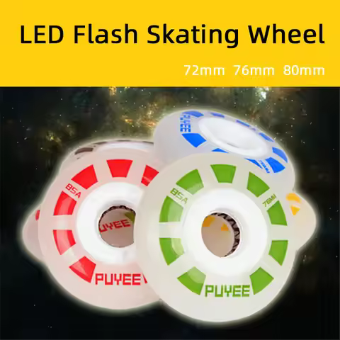 [72mm 76mm 80mm] original PUYEE LED flash roller skate wheel 85A slide drift braking inline skate wh