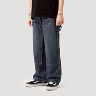 Queenbeer - Double Knee Carpenter Pants Morty Blue Washed